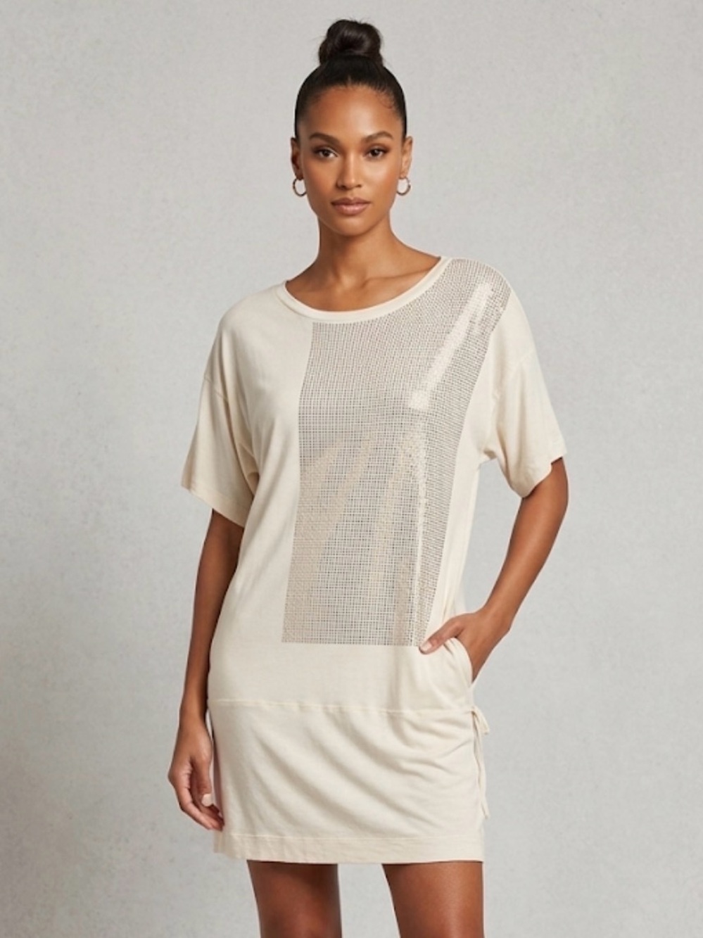Vintage Miss Sixty Cream Mini Dress with Stud Detailing